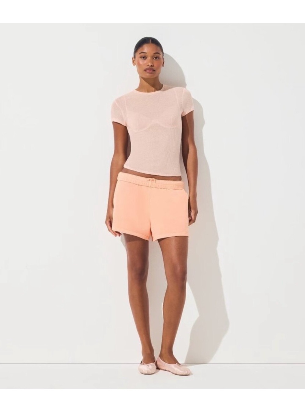 Skims Soft Peach Cantaloupe French Terry Lounge Shorts NWT